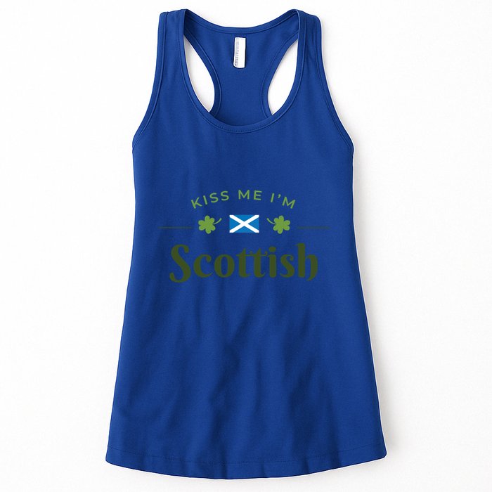 Kiss Me I'm Scottish Saint Patrick Day Gift Women's Racerback Tank