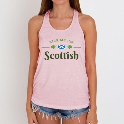 Kiss Me I'm Scottish Saint Patrick Day Gift Women's Knotted Racerback Tank