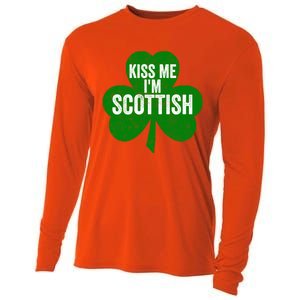 Kiss Me I'm Scottish Funny Gift Funny Saint Patricks Day Gift Cooling Performance Long Sleeve Crew