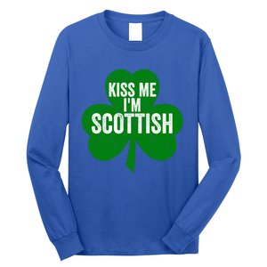 Kiss Me I'm Scottish Funny Gift Funny Saint Patricks Day Gift Long Sleeve Shirt