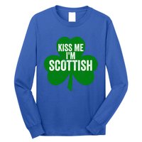 Kiss Me I'm Scottish Funny Gift Funny Saint Patricks Day Gift Long Sleeve Shirt