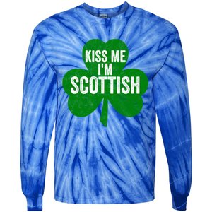 Kiss Me I'm Scottish Funny Gift Funny Saint Patricks Day Gift Tie-Dye Long Sleeve Shirt