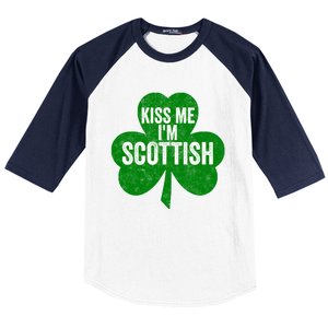 Kiss Me I'm Scottish Funny Gift Funny Saint Patricks Day Gift Baseball Sleeve Shirt