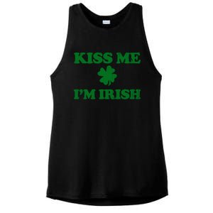 Kiss Me Im Irish St Patricks Day Ladies PosiCharge Tri-Blend Wicking Tank