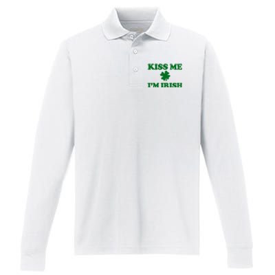 Kiss Me Im Irish St Patricks Day Performance Long Sleeve Polo