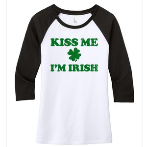 Kiss Me Im Irish St Patricks Day Women's Tri-Blend 3/4-Sleeve Raglan Shirt