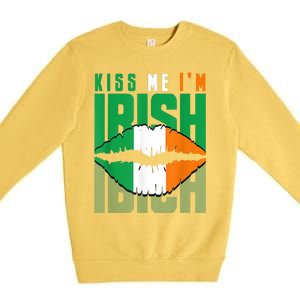 Kiss Me IM Irish St. PaddyS Day Irish Lads Or Ladies Premium Crewneck Sweatshirt