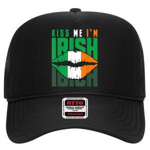 Kiss Me IM Irish St. PaddyS Day Irish Lads Or Ladies High Crown Mesh Back Trucker Hat