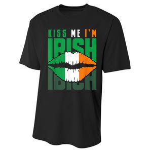 Kiss Me IM Irish St. PaddyS Day Irish Lads Or Ladies Performance Sprint T-Shirt