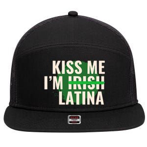 Kiss Me Im Irish Latina Funny Hispanic St Patricks Day 7 Panel Mesh Trucker Snapback Hat