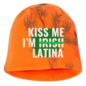 Kiss Me Im Irish Latina Funny Hispanic St Patricks Day Kati - Camo Knit Beanie