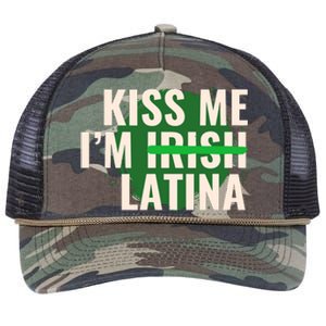 Kiss Me Im Irish Latina Funny Hispanic St Patricks Day Retro Rope Trucker Hat Cap