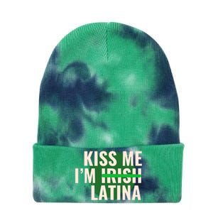 Kiss Me Im Irish Latina Funny Hispanic St Patricks Day Tie Dye 12in Knit Beanie