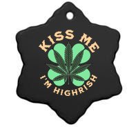 Kiss Me I'm Highrish St Patrick's Day Weed Stoner Ceramic Star Ornament