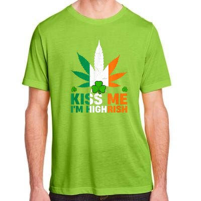 Kiss Me IM Highrish Weed Canabis St PatrickS Day Stoner Adult ChromaSoft Performance T-Shirt