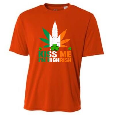 Kiss Me IM Highrish Weed Canabis St PatrickS Day Stoner Cooling Performance Crew T-Shirt