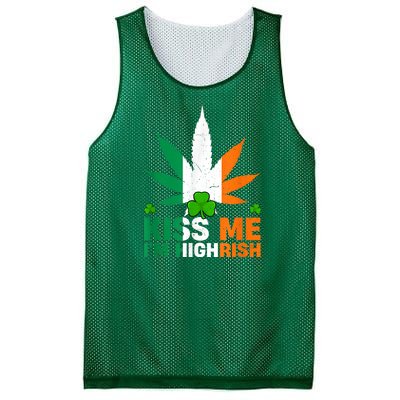 Kiss Me IM Highrish Weed Canabis St PatrickS Day Stoner Mesh Reversible Basketball Jersey Tank