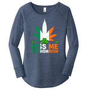 Kiss Me IM Highrish Weed Canabis St PatrickS Day Stoner Women's Perfect Tri Tunic Long Sleeve Shirt