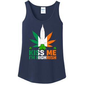 Kiss Me IM Highrish Weed Canabis St PatrickS Day Stoner Ladies Essential Tank