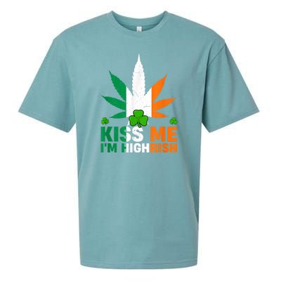 Kiss Me IM Highrish Weed Canabis St PatrickS Day Stoner Sueded Cloud Jersey T-Shirt