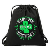 Kiss Me It's My Birthday St Patricks Day Irish Gift Boys Men Drawstring Bag