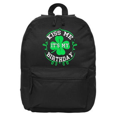 Kiss Me It's My Birthday St Patricks Day Irish Gift Boys Men 16 in Basic Backpack