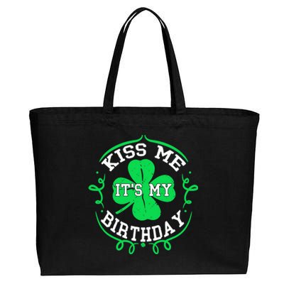 Kiss Me It's My Birthday St Patricks Day Irish Gift Boys Men Cotton Canvas Jumbo Tote