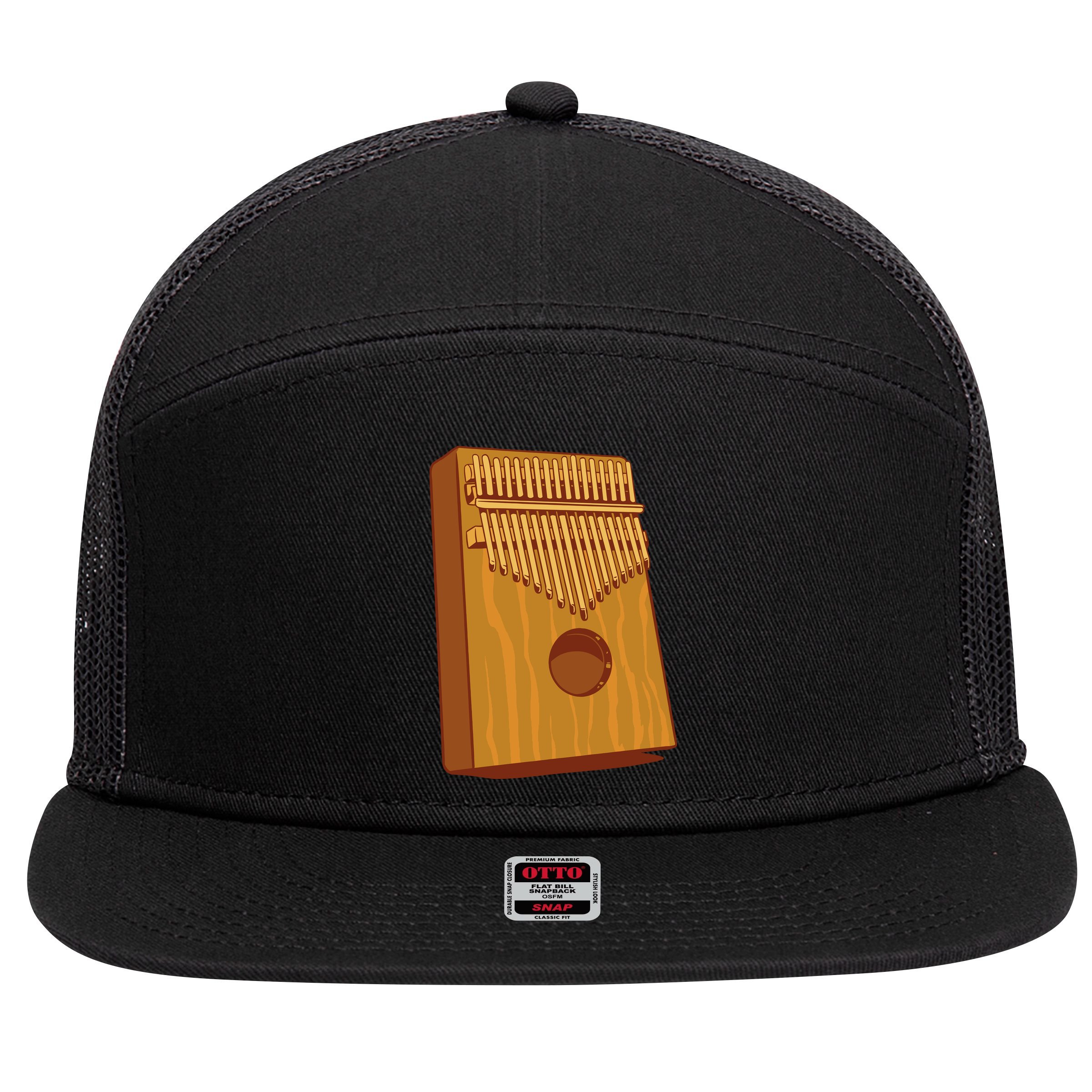 Kalimba Musical Instrument 7 Panel Mesh Trucker Snapback Hat