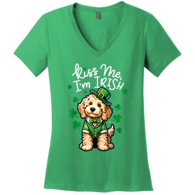 Kiss Me Im Irish Doodle Funny St Patricks Day Women's V-Neck T-Shirt