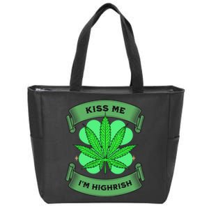 Kiss Me I'm Highrish St Patrick's Day Weed Stoner Zip Tote Bag