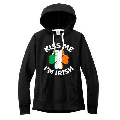 Kiss Me Im Irish Vintage Saint Patrick Day Women's Fleece Hoodie