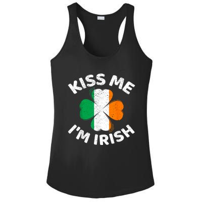 Kiss Me Im Irish Vintage Saint Patrick Day Ladies PosiCharge Competitor Racerback Tank