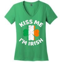 Kiss Me Im Irish Vintage Saint Patrick Day Women's V-Neck T-Shirt