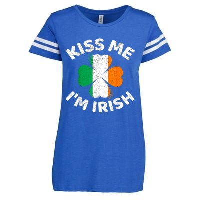 Kiss Me Im Irish Vintage Saint Patrick Day Enza Ladies Jersey Football T-Shirt