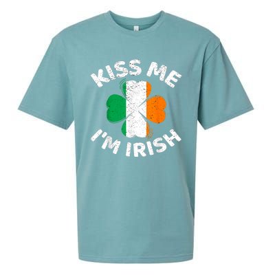 Kiss Me Im Irish Vintage Saint Patrick Day Sueded Cloud Jersey T-Shirt