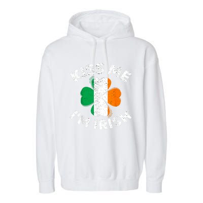 Kiss Me Im Irish Vintage Saint Patrick Day Garment-Dyed Fleece Hoodie