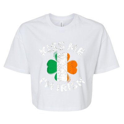 Kiss Me Im Irish Vintage Saint Patrick Day Bella+Canvas Jersey Crop Tee