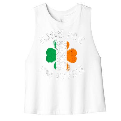 Kiss Me Im Irish Vintage Saint Patrick Day Women's Racerback Cropped Tank