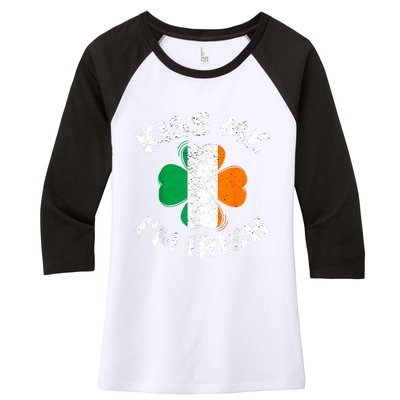 Kiss Me Im Irish Vintage Saint Patrick Day Women's Tri-Blend 3/4-Sleeve Raglan Shirt