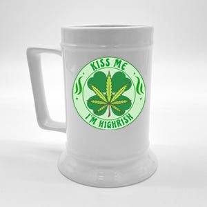 Kiss Me I'm Highrish St Patrick's Day Weed Stoner Beer Stein