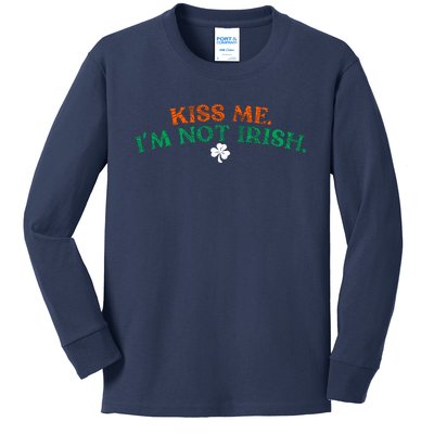 Kiss Me I'm Not Irish St Patricks Day Gifts Shamrock Kids Long Sleeve Shirt