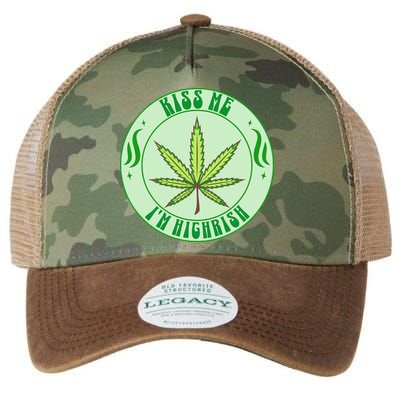 Kiss Me I'm Highrish St Patrick's Day Weed Stoner Legacy Tie Dye Trucker Hat