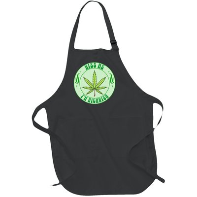 Kiss Me I'm Highrish St Patrick's Day Weed Stoner Full-Length Apron With Pockets