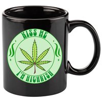 Kiss Me I'm Highrish St Patrick's Day Weed Stoner 11oz C Handle Ceramic Mug