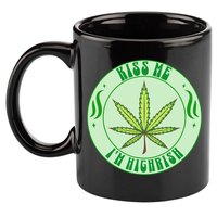 Kiss Me I'm Highrish St Patrick's Day Weed Stoner 11oz C Handle Ceramic Mug