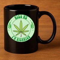 Kiss Me I'm Highrish St Patrick's Day Weed Stoner 11oz C Handle Ceramic Mug