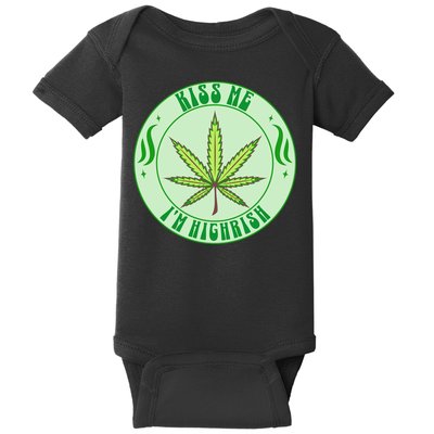 Kiss Me I'm Highrish St Patrick's Day Weed Stoner Baby Bodysuit