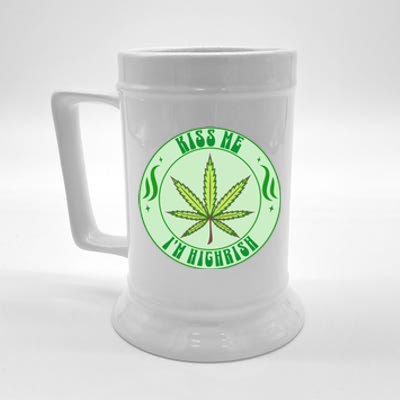 Kiss Me I'm Highrish St Patrick's Day Weed Stoner Beer Stein