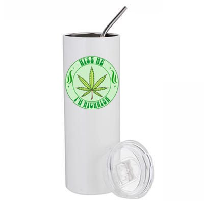 Kiss Me I'm Highrish St Patrick's Day Weed Stoner Stainless Steel Tumbler