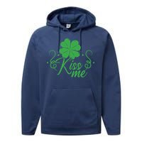 Kiss Me I'm Irish Green St Patricks Day Performance Fleece Hoodie